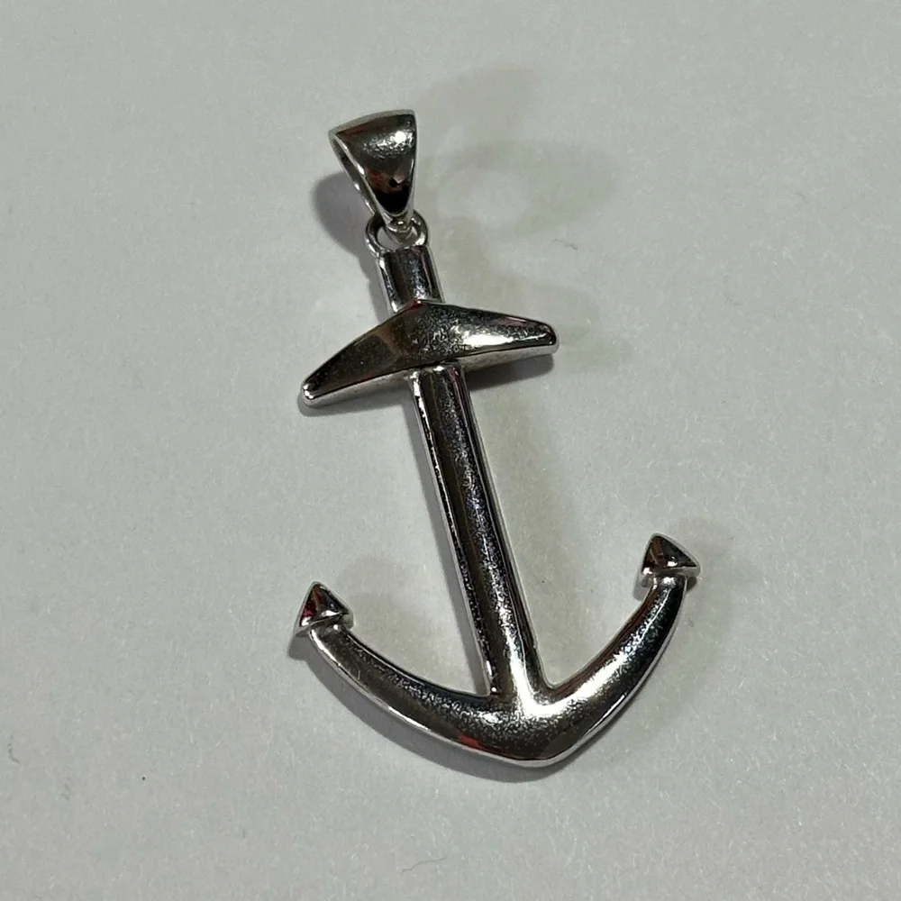 925 Sterling Silver 2” Anchor Pendant Nautical Cape Cod East Coast Cruise Wear
